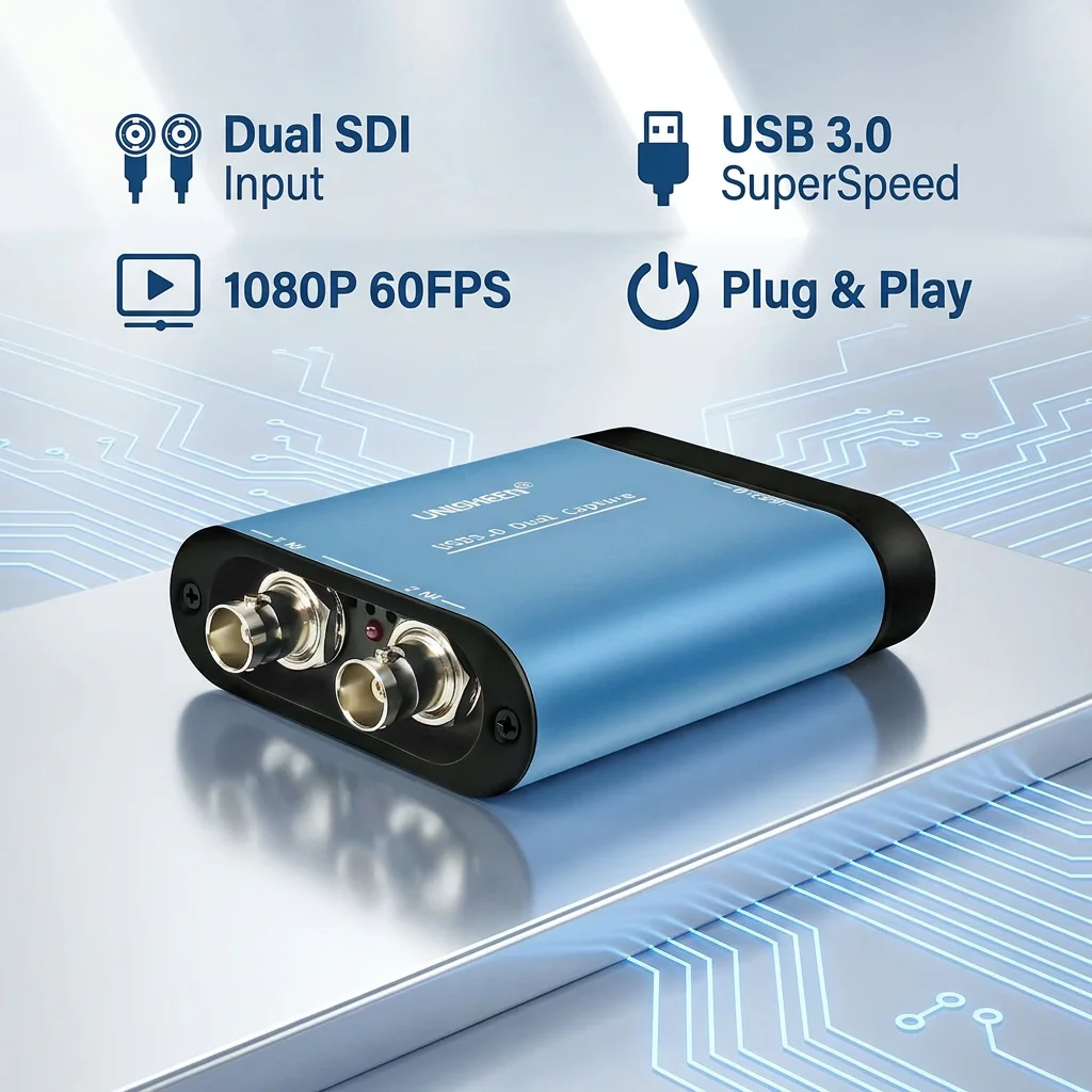 UC3300S Customizable 1080P 60fps Driverless Dual Channels SDI to USB 3.0 Video Grabber for Video Conference and Hybrid Meetings