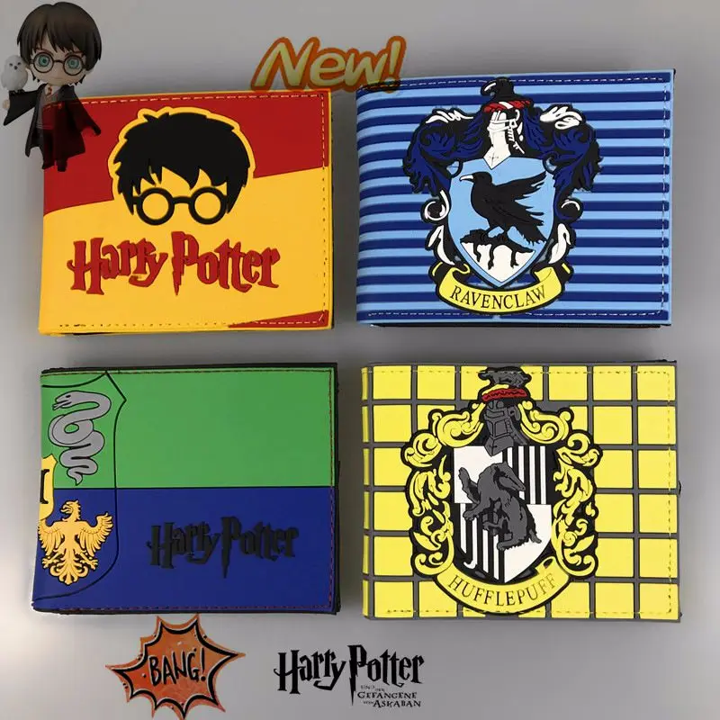 Cartera plegable de cuero PU para Cosplay de Harry Potter, insignia de Gryffindor Slytherin tridimensional, accesorios para regalo
