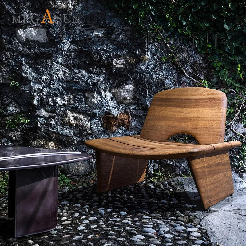 Wabi Sandy Wind Solid Wood Sofa Chair Yard Log Wind Homestay Single Backrest Leisure Chair Nordic Wind Balcony Chair