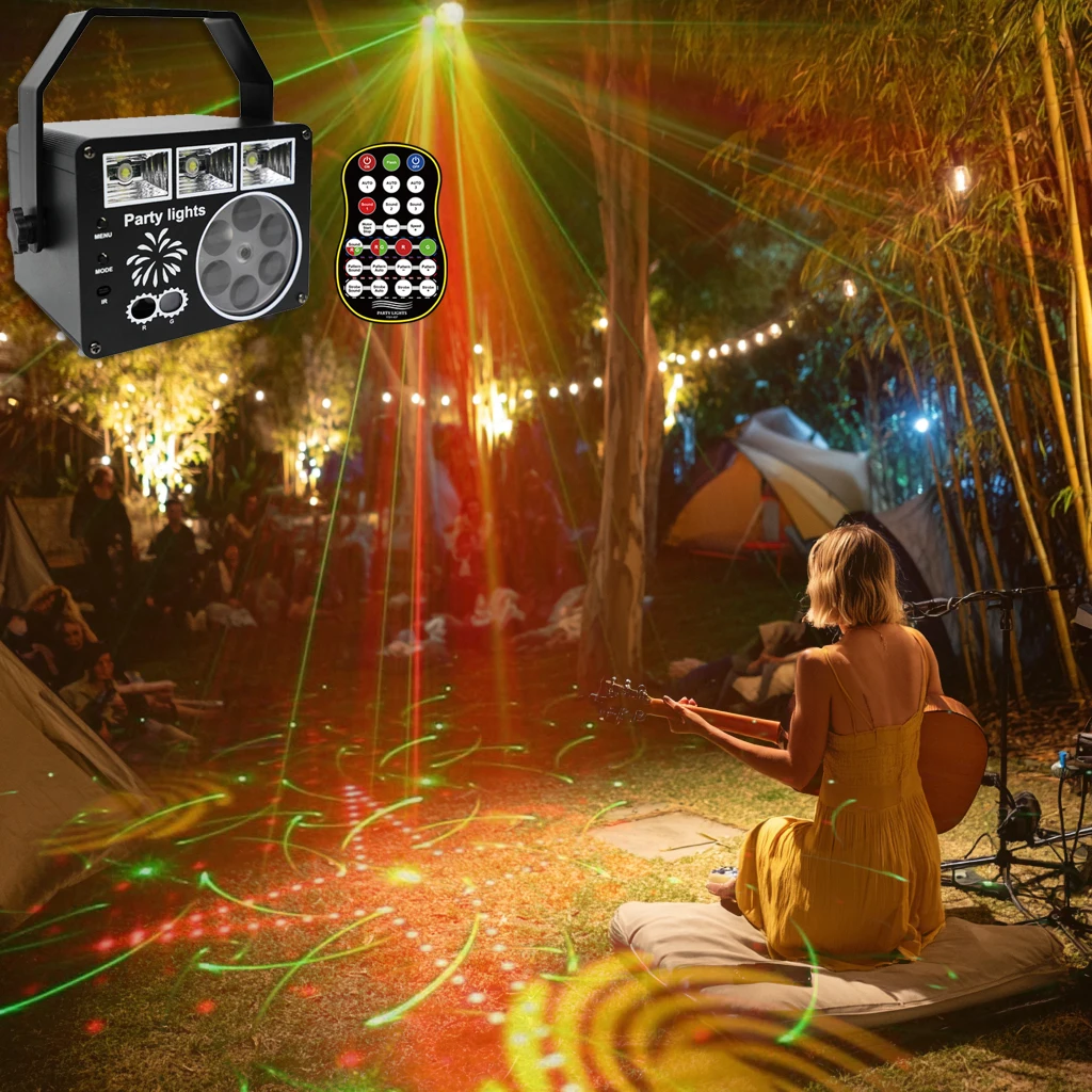 

YSH USB Charging Honeycomb Laser Party Disco Light Projector LED Remote Control Stage Decoration Laser Karaoke Outdoor Lighting