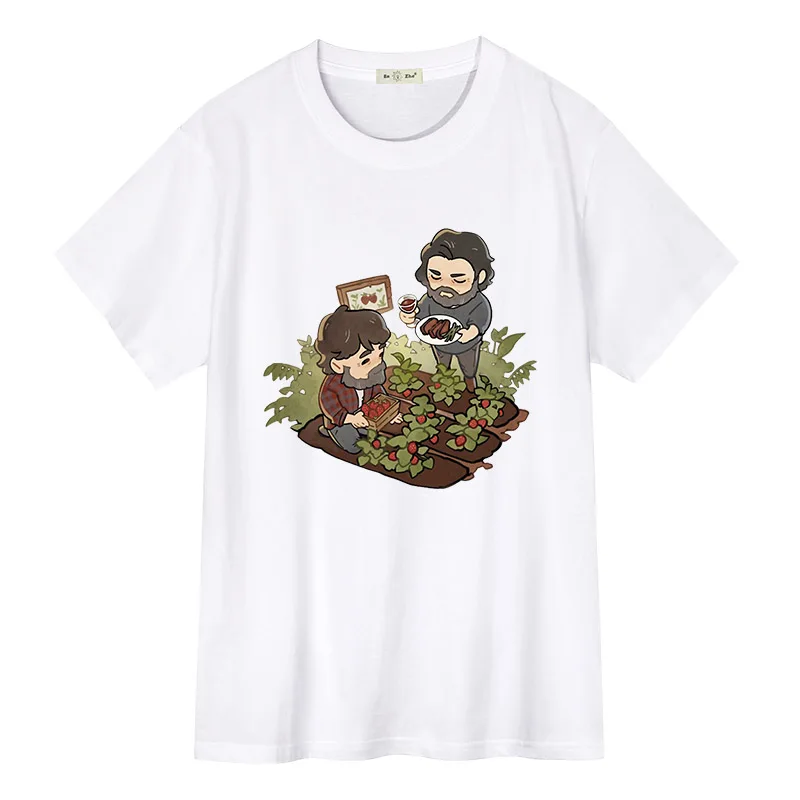 The Last of Us Frank and Bill Strawberry T-Shirt Summer NEW 100% Cotton Vintage Short Sleeves Shirt Casual Men Women Tshirt