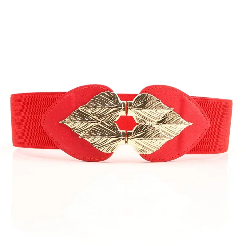 حزام خصر مرن جديد للسيدات حزام تنقل على الموضة للنساء على شكل قلب الخوخ وختم خصر عريض مرن مع فستان