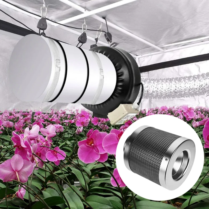 4 Inch Carbon Filter Air Purifier with Pre-filter for Inline Fan Hydroponics Green Indoor Gardening Grow Tent Ventilation 100mm