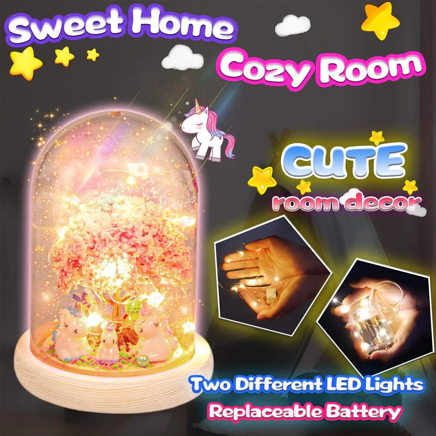 DIY nightlight micro-landscape handmade gifts, romantic Valentine\'s Day gifts, creative handmade fairy lamp toys, immortal flowe