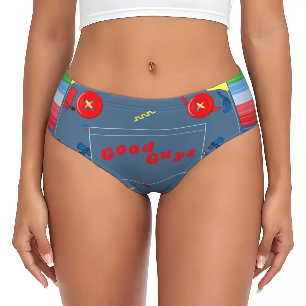 

Custom Good Guys Child's Play Chucky Brief Panties Womens Breathable Stretch Killer Doll Overalls Underwear