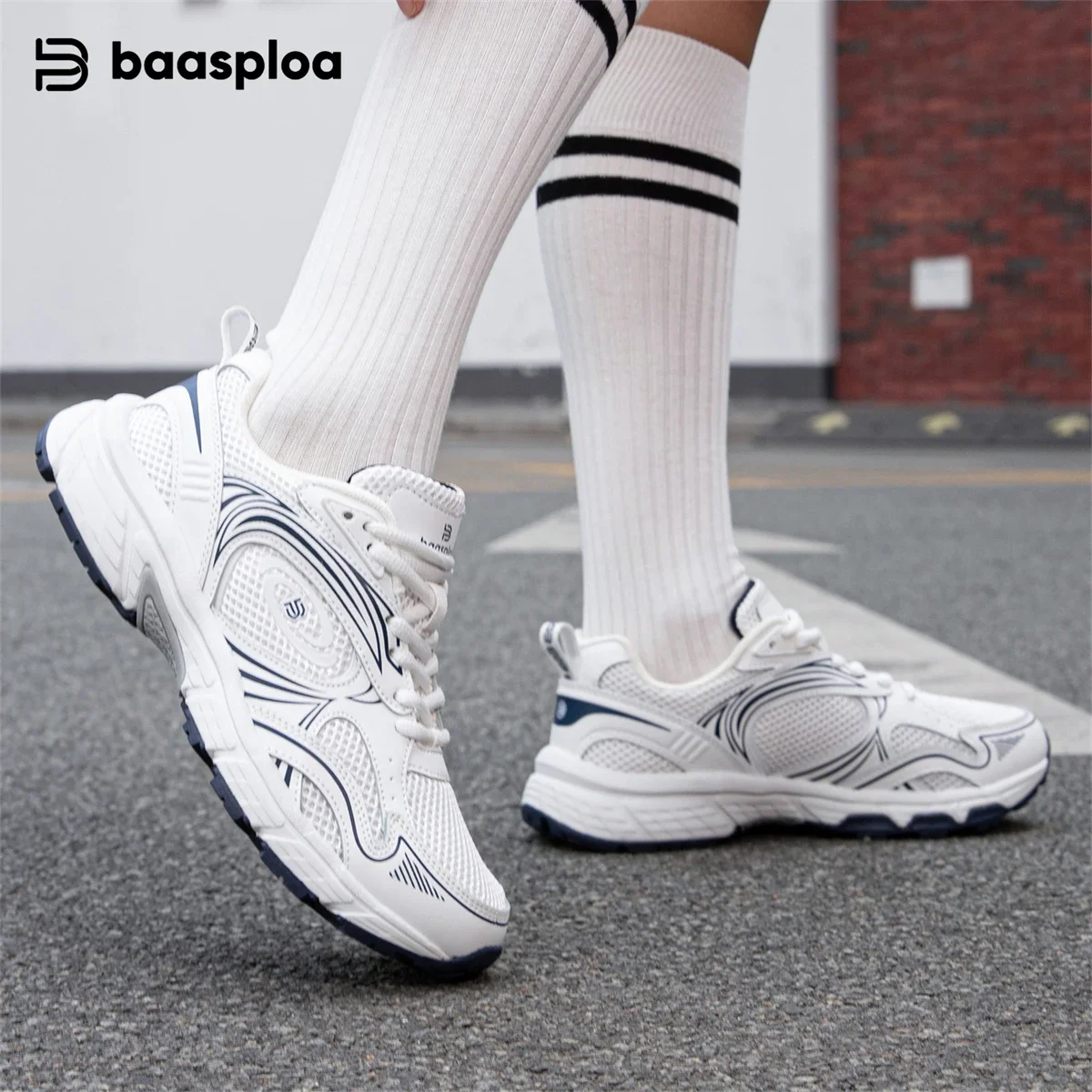 Baasploa Women Running Shoes New Outdoor Lightweight Breathable Jogging Sneakers Female Casual Mesh Lace Up Non-slip Sport Shoes