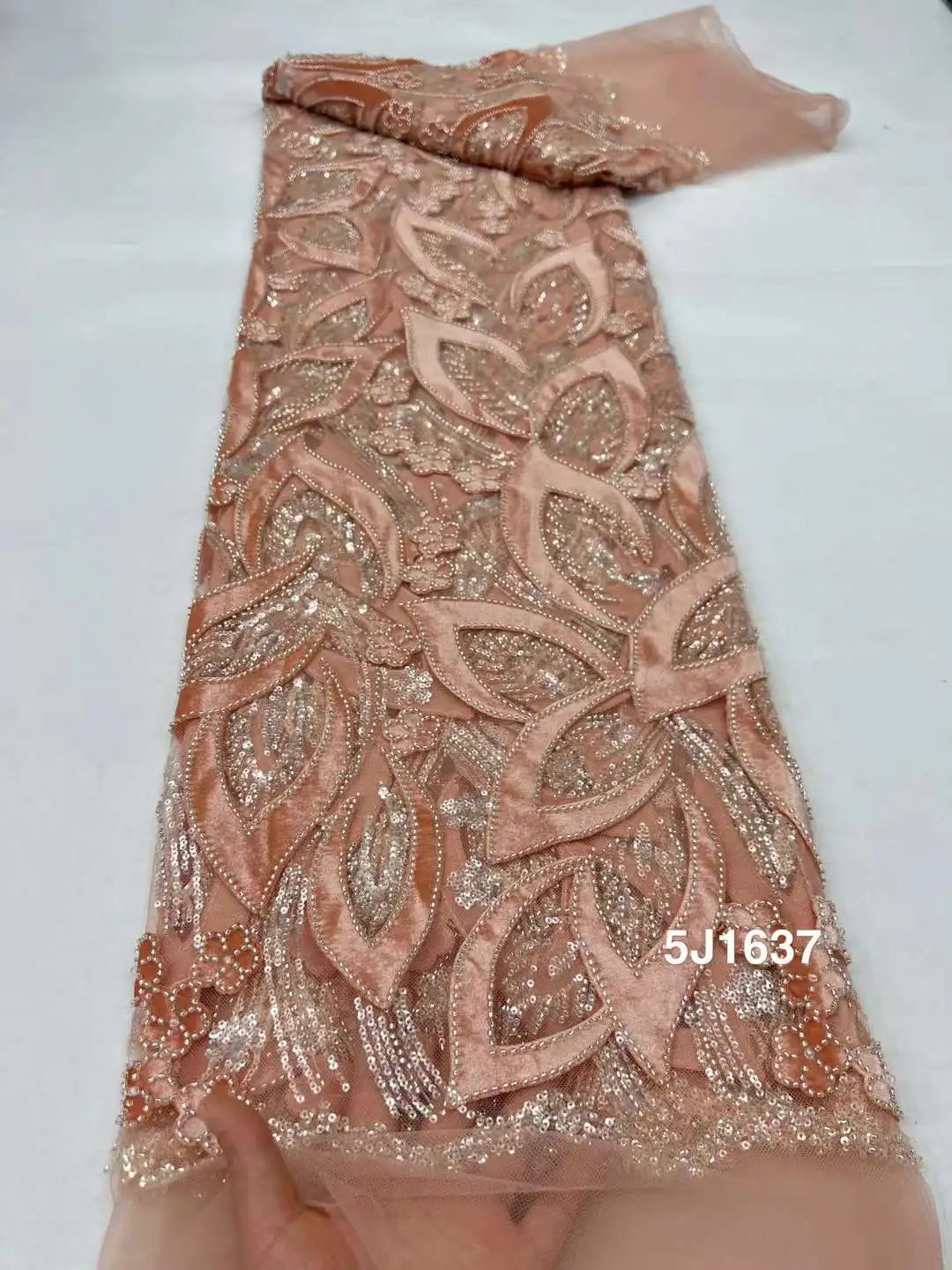 African Sequins Lace Fabric 2024 High Quality Embroidery Groom Nigerian Bridal French Tulle Lace Fabric For Wedding Dresses Sew