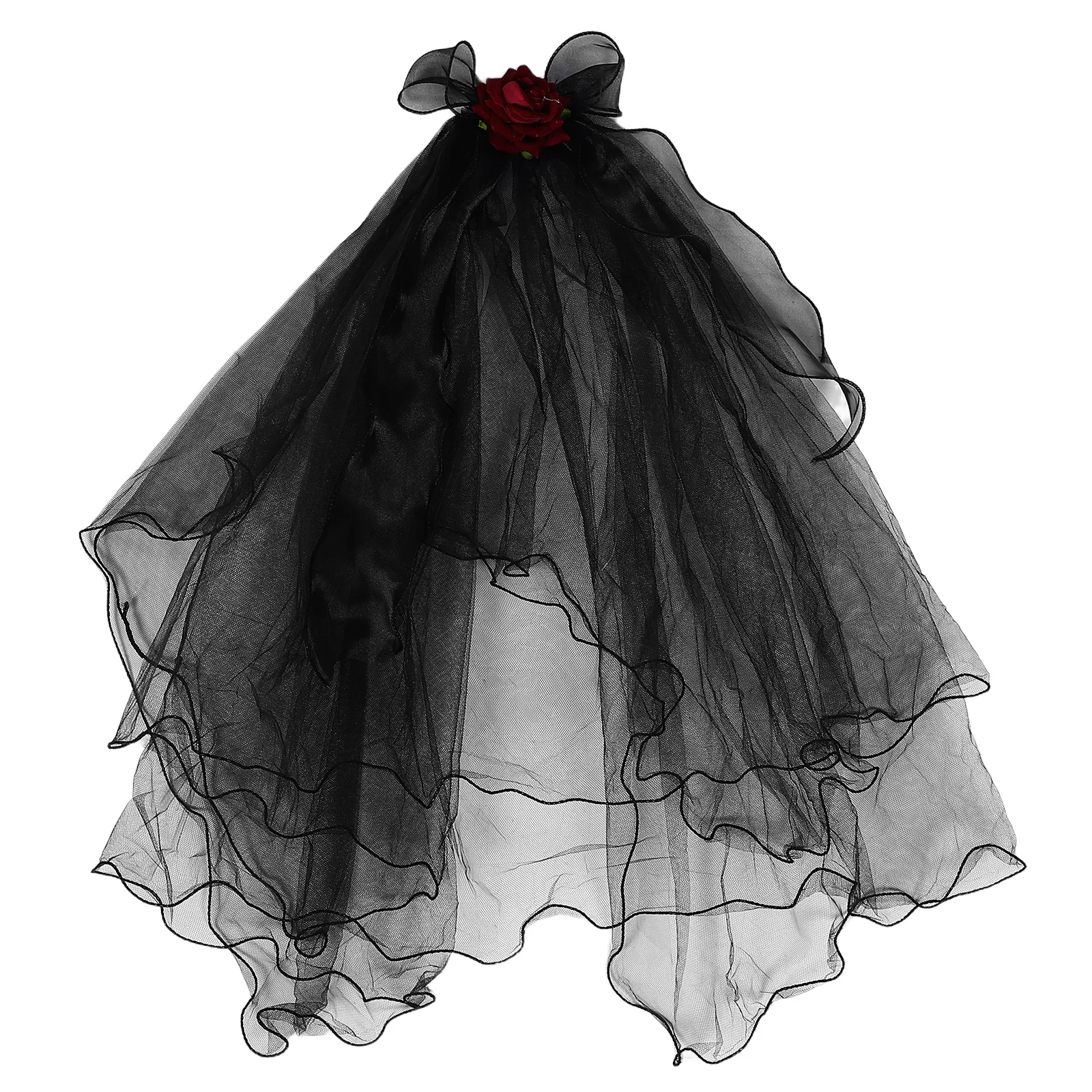

Women Halloween Ghost Bride Veil Headpiece Gothic Witch Party Accessories Dead Bride Masquerade Dress Up Hairpiece Black