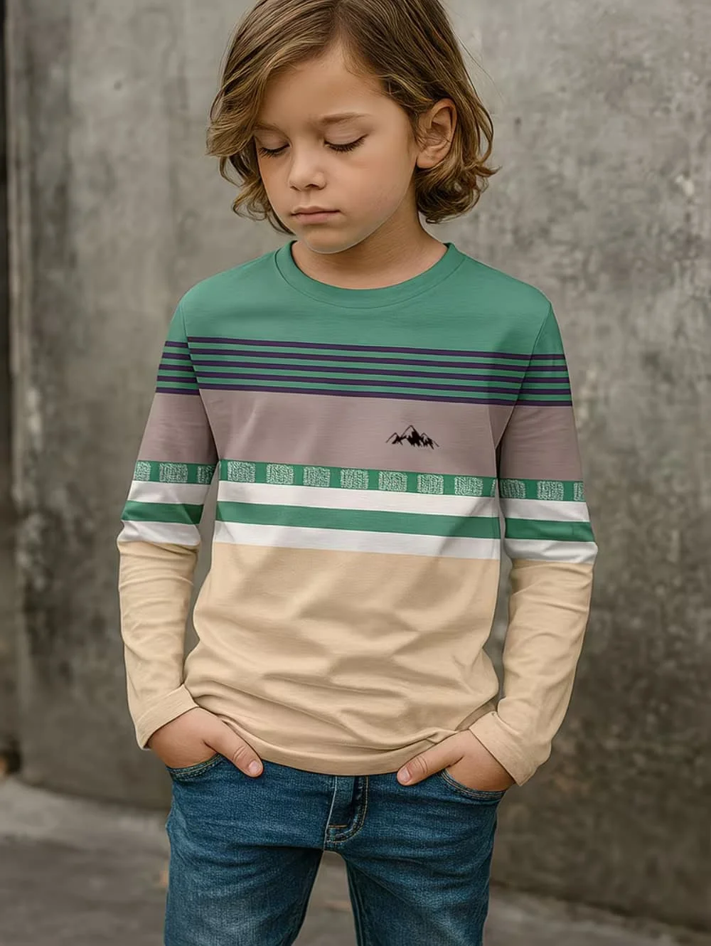 Kinderkleidung Jungen T-Shirt Langarm 3D-Streifendruck Kinder Frühling Herbst Kleidung Lässige Schlichtheit O-Ausschnitt Kinderbekleidung Oberteile – Detail 6