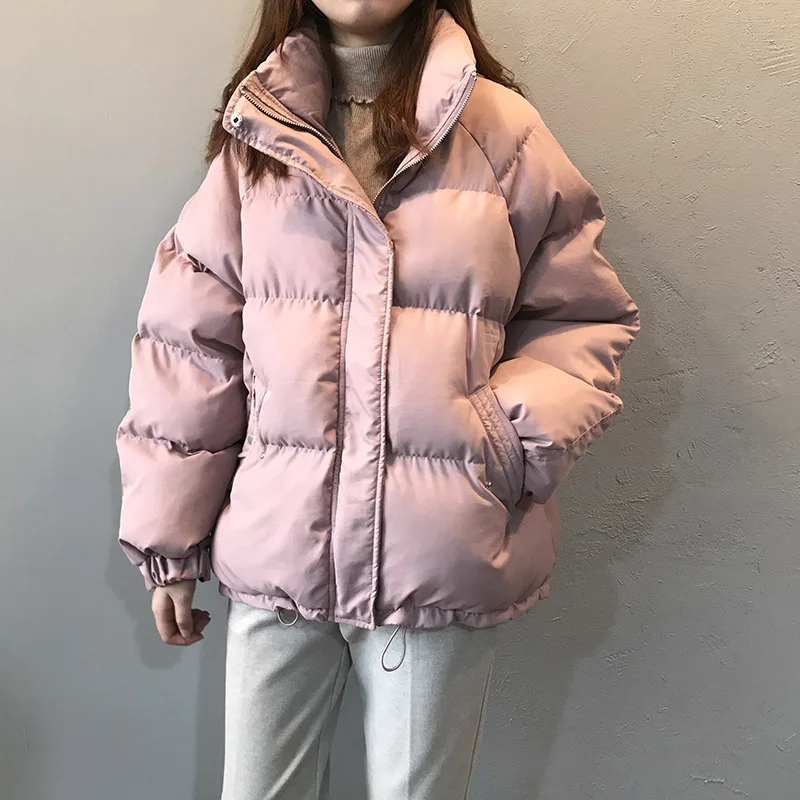 Ladies Fashionable Winter Oversized Stand Collar Down Jacket Women Warm Thick Loose Chic Parka Bread Padded Coat