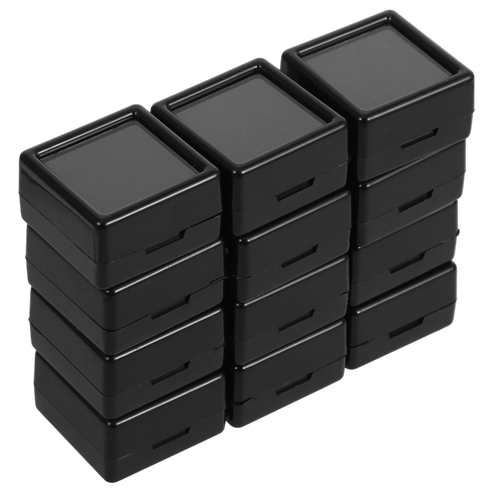 12pcs Square Jewelry Clear Gemstone Display Storage Box Abs Acrylic Moisture Resistant Compact Portable Transparent Container
