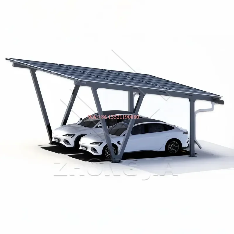 wmwmnu Heavy Duty Solar Carport Structure Q235 Steel Frame ASTM Standard Anodized Surface for Commercial Photovoltaic Energy
