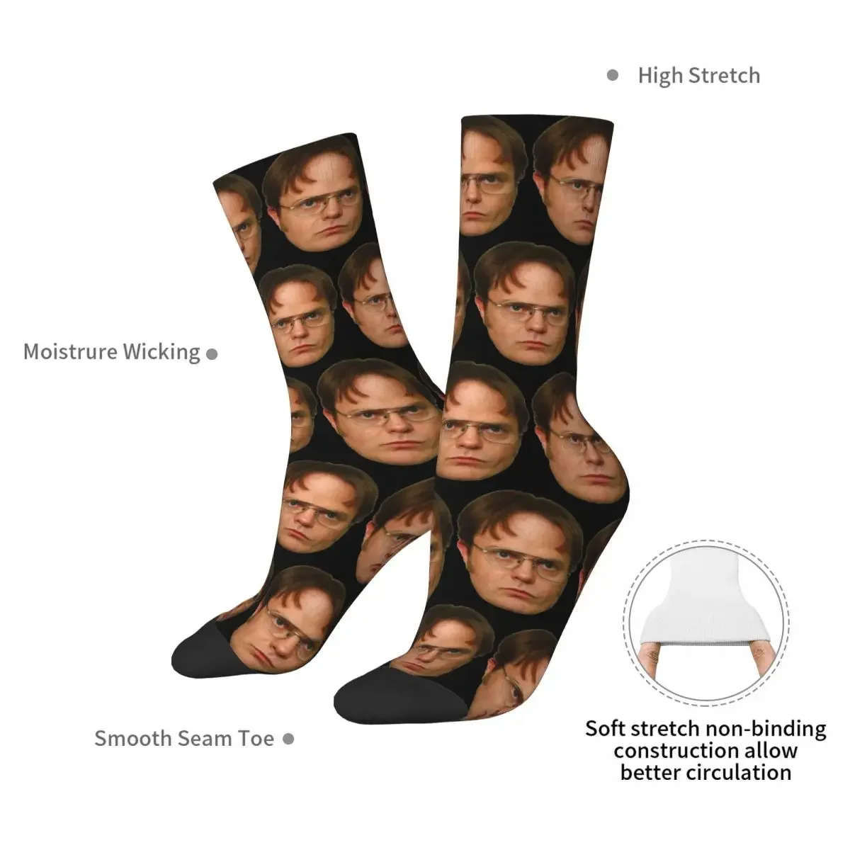 Dwight-Chaussettes Harajuku super douces, chaussettes longues toutes saisons, accessoires pour cadeau d'anniversaire unisexe