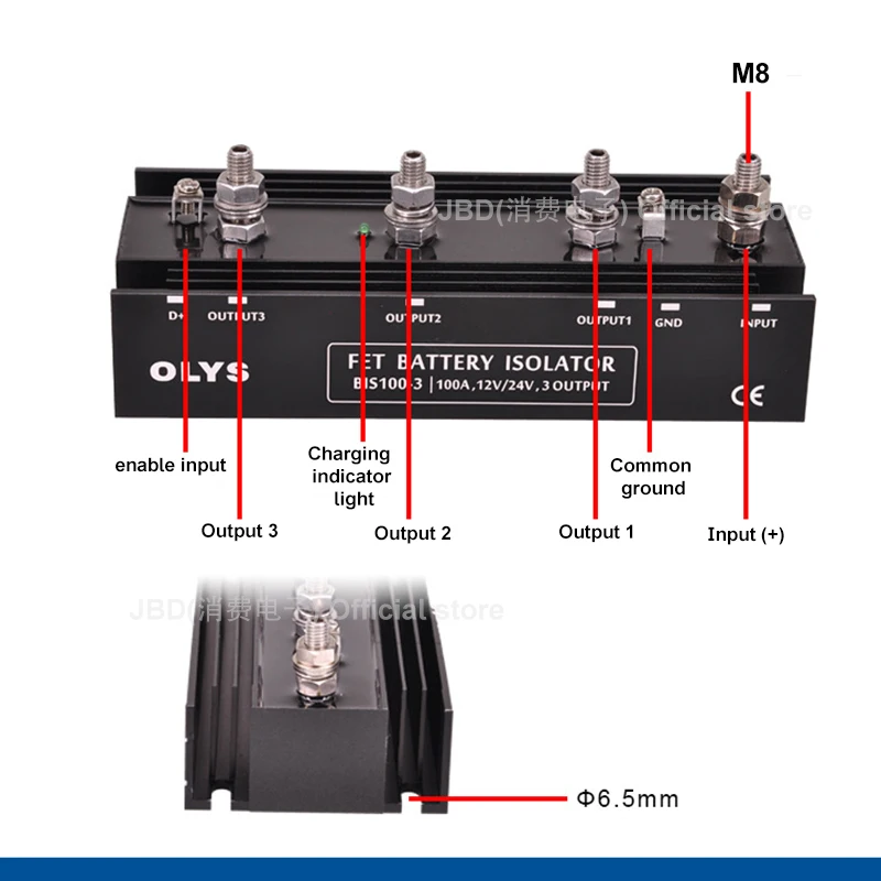 Booster 12V 24V Generator Isolation DC Charger 12V/24V 100A/200A 3 Output FET Battery Isolators With Alternator Energize Input