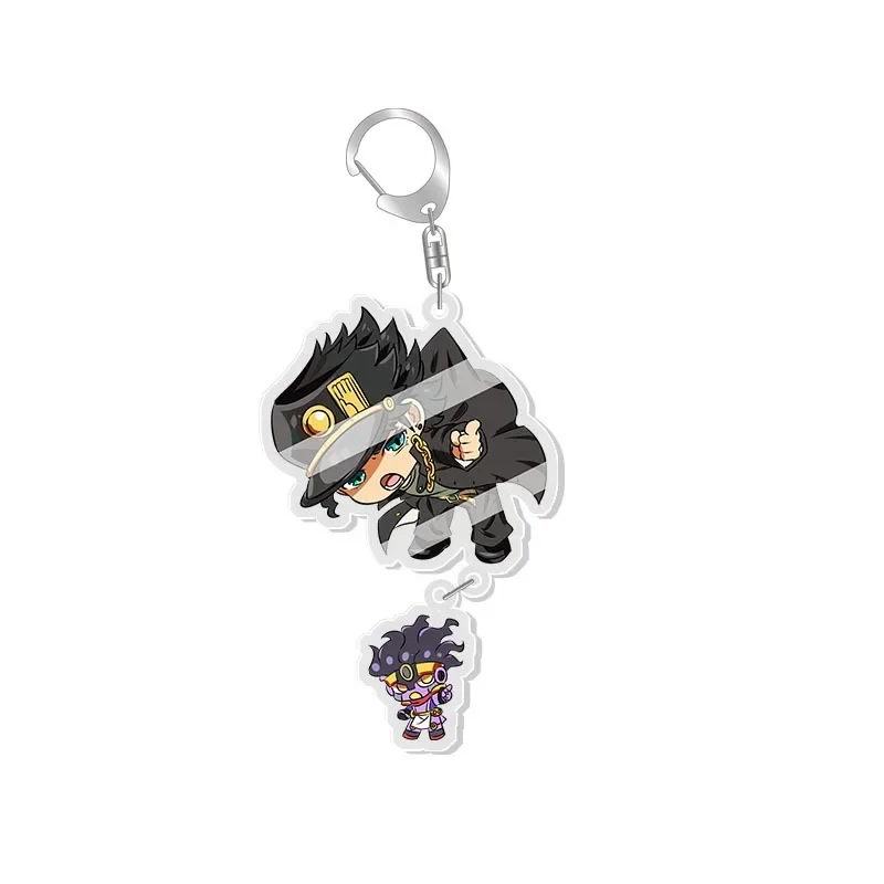 Anime JoJos Bizarre Adventure Keychain Kujo Jotaro Kakyouin Noriaki Yoshikage Acrylic Key Chain Bag Pendant Keyring Gifts Teens