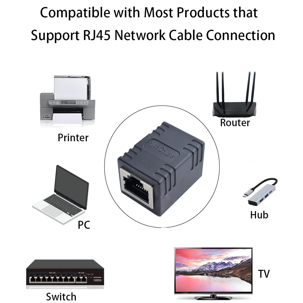 Prolongateur de câble Ethernet femelle à femelle, connecteur de couremplaçant RJ45 Cat 5 Cat 6 Cat6a