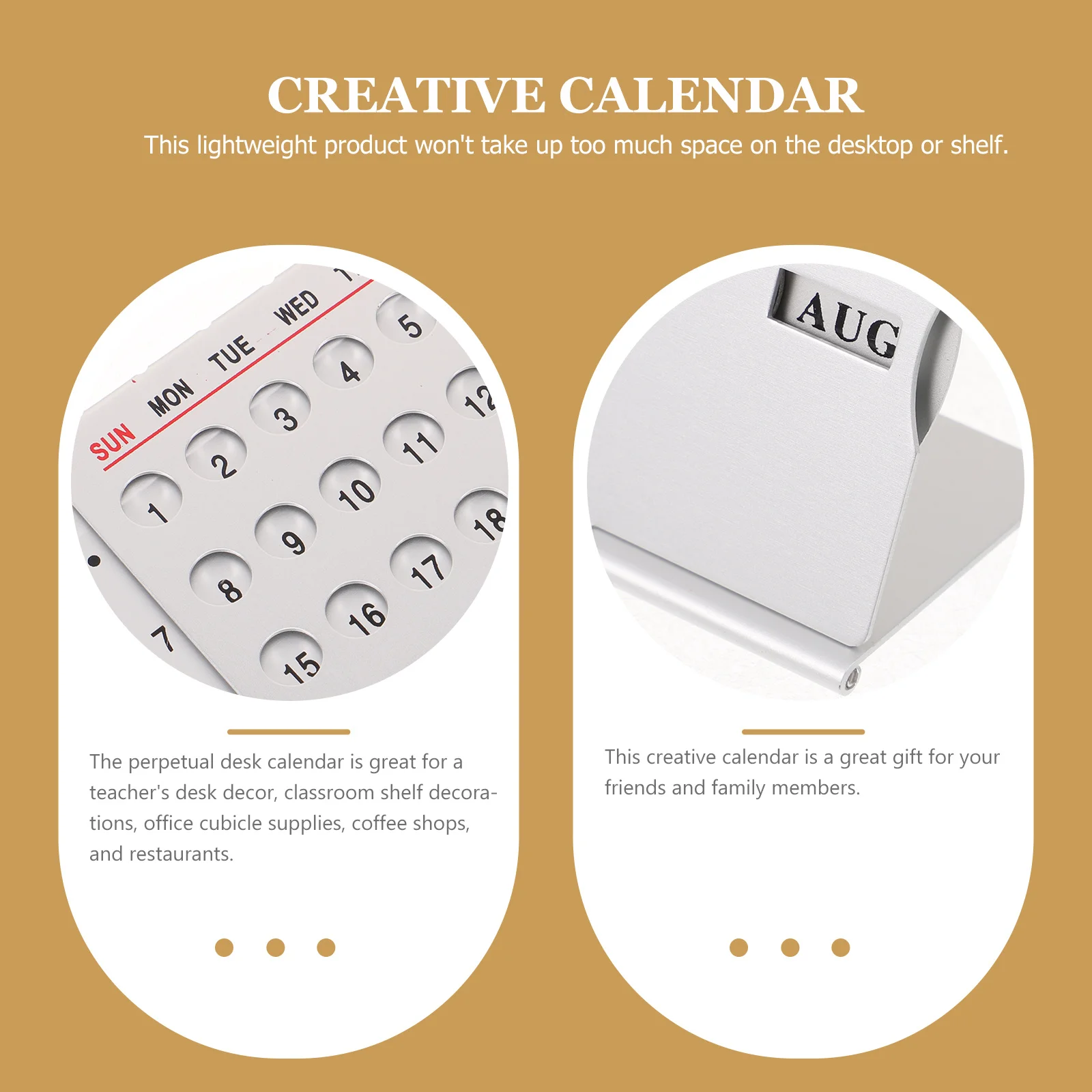 Creative Perpetual Desktop Metal Calendar Compact Lightweight Office Desk Accessory Date Display Mini Calendar Decoration