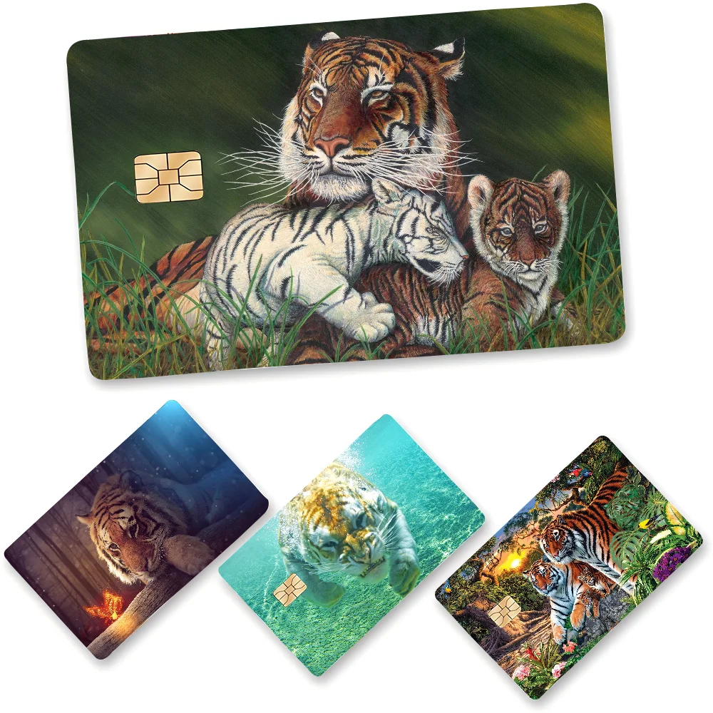Tiger Spiel Anime Aufkleber Film Haut Abdeckung Fall Für Kleine Große Kein Chip Debit Kreditkarte Vorderseite