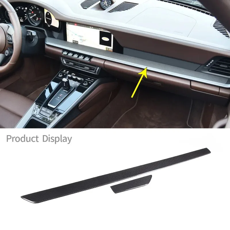 

For Porsche 911 992 2019 Real Carbon Fiber Car Central Console Instrument Copilot Strip Stickers Decorative Interior Accessories