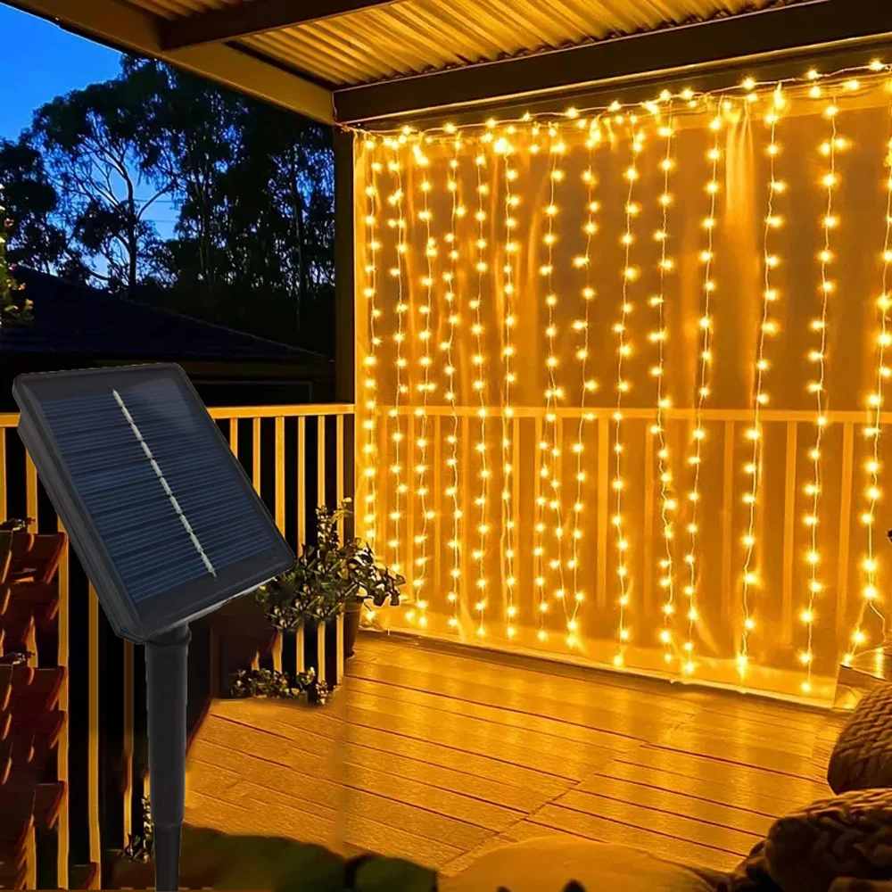 

EID Mubarak Solar Curtain Light LED Outdoor Garland Decoration String Lights Wedding Fairy Garland String Lights Valentine's Day