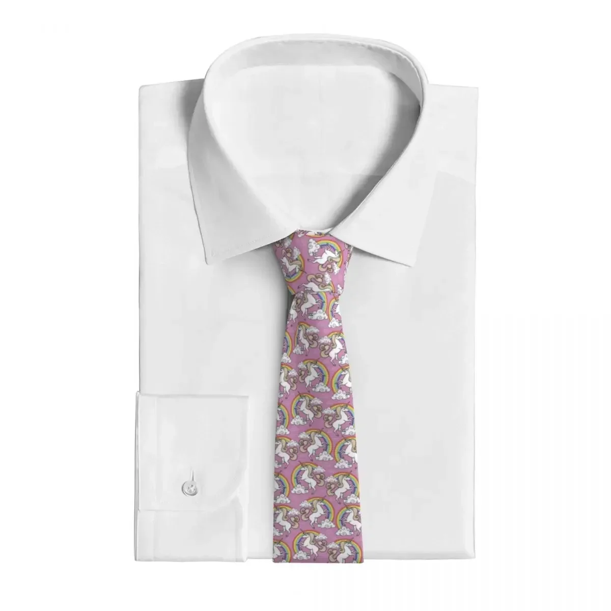 Corbata de unicornio de dibujos animados para hombres, corbatas de cuello divertidas Kawaii, corbata de cuello personalizada, accesorios de calidad de ocio, arcoíris