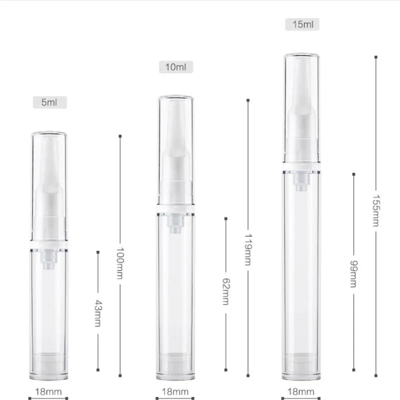 50 x 5ml 10ml 15ml  Mini Refillable Clear Eye Cream Bottle 10CC Transparent  Emulsion Packaging 5CC Vacuum Eye Cream Containers