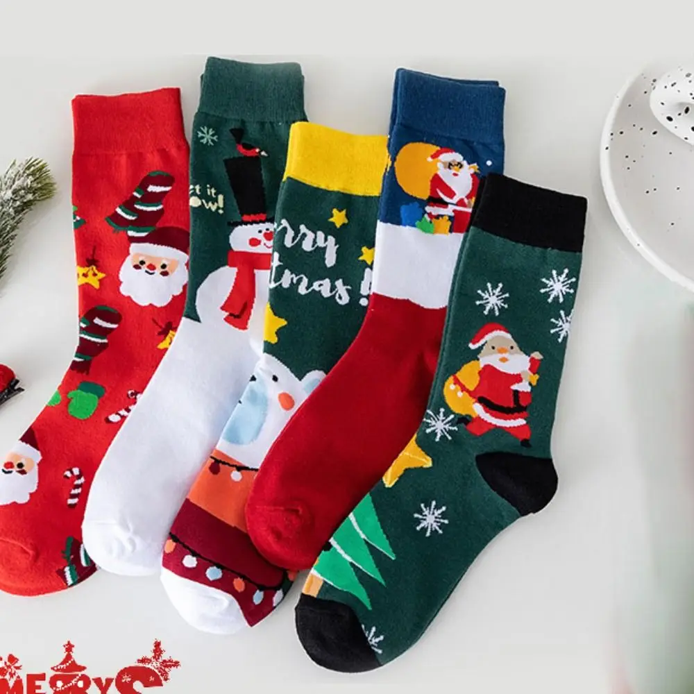 Autumn Warm Soft Comfortable Japanese Cartoon Christmas Socks Cotton Medium Tube Socks Female Socks