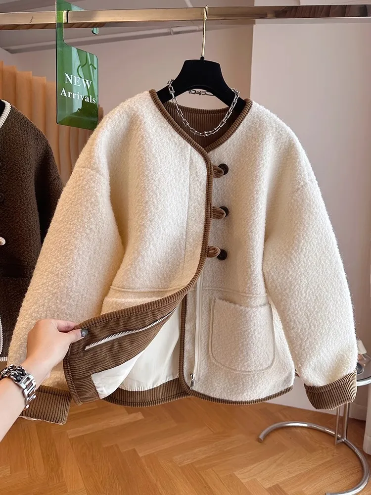 Imitation Lamb Wool Padded Cotton-padded Jacket Coat Women\'s 2023 New Winter Loose Warm Cotton-padded Clothes