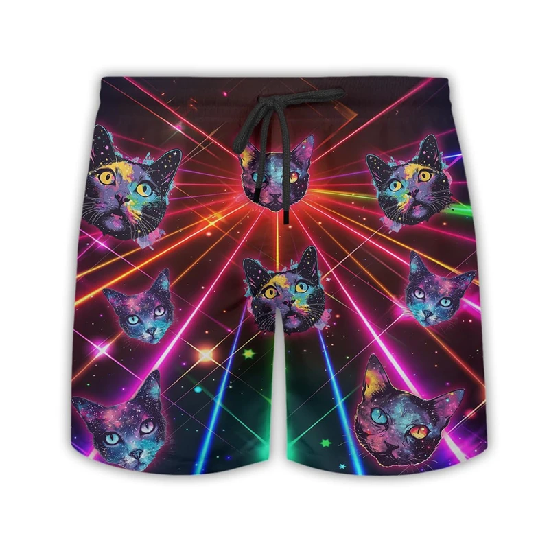 

Astronaut Galaxy Cat Graphic Boy Beach Shorts Hip Hop Space Short Pants For Men Clothes Rocket Animal Trunks Kids Boardshorts