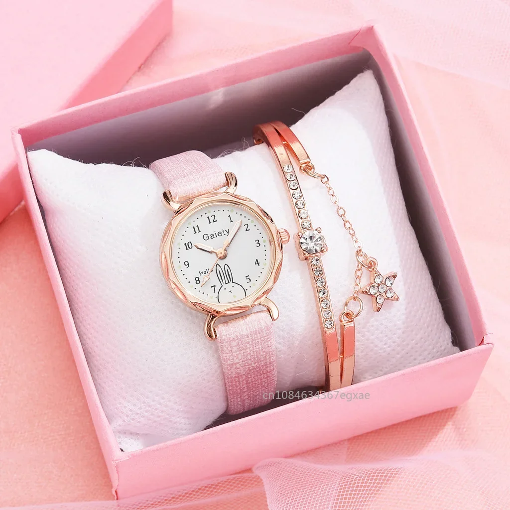 2/1PCS Set Women Watches Luxury Temperament Ladies Watch New Casual Leather Strap Quartz Wristwatches Gifts Relogio Feminino