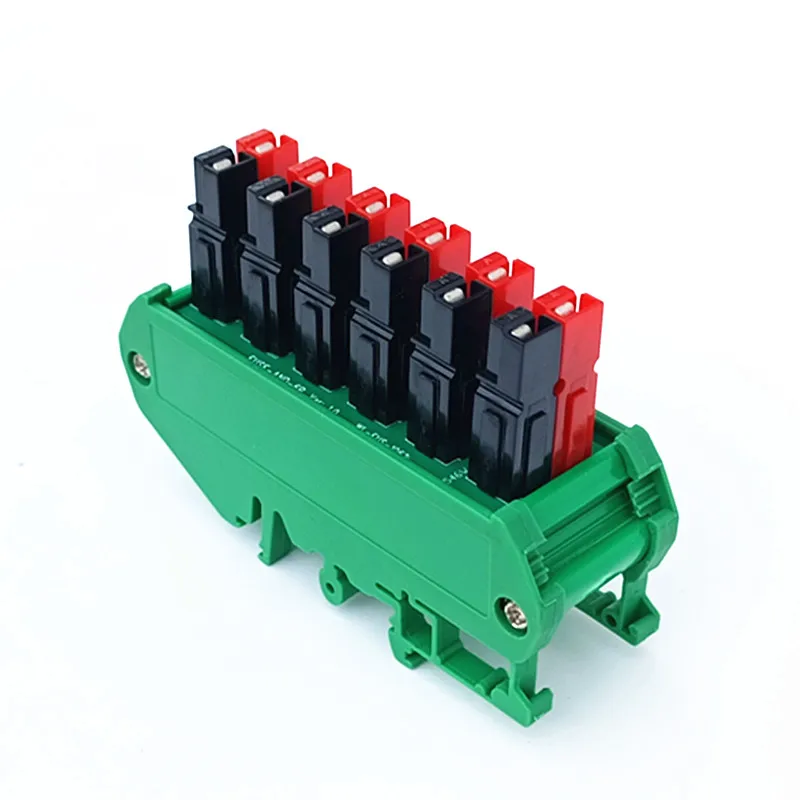 6-Position Distribution Block Module 30A/60V, Ultra-thin DIN Rail Installation, Used for Power Pole Connectors