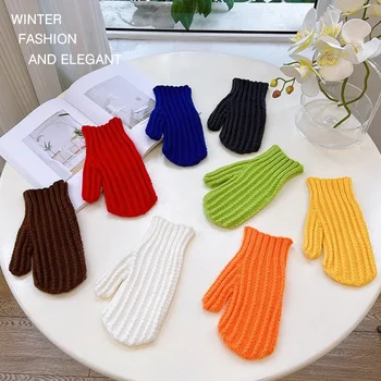 כפפות קר יומי צבע מוצק חמוד סרוג כפפות צמר חיצונית זוג רכיבה על אופניים חמים כפפות סיטוני חם כפפות ארוכות