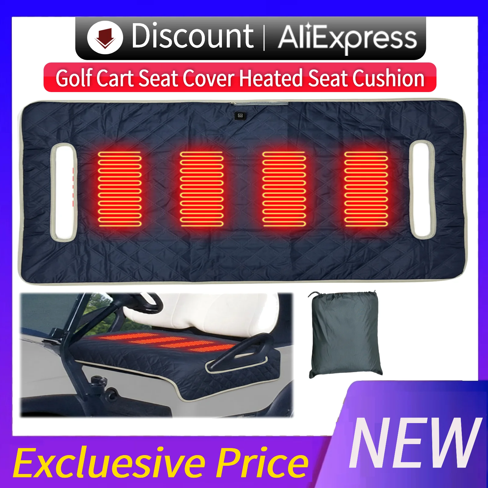 

Одеяло для сиденья тележки для гольфа, порта USB/Type-C, удобная подушка для сиденья с подогревом, дорожная спортивная подушка для сиденья тележки, чехол для большинства гольф-каров