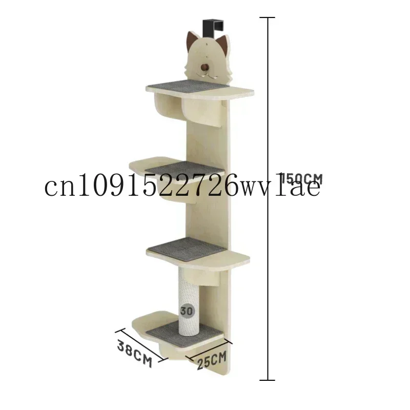 

Колонка для восхождения из цельного дерева для кошки, модель подвесной двери, одна не занимает места, платформа для прыжков с несколькими сетками