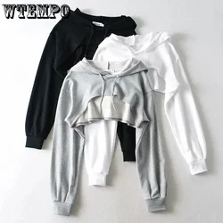 Hoodie Female Hoodie Personality Irregular Crop Ultra Short Style Long Sleeve Top Female Drop Shipping