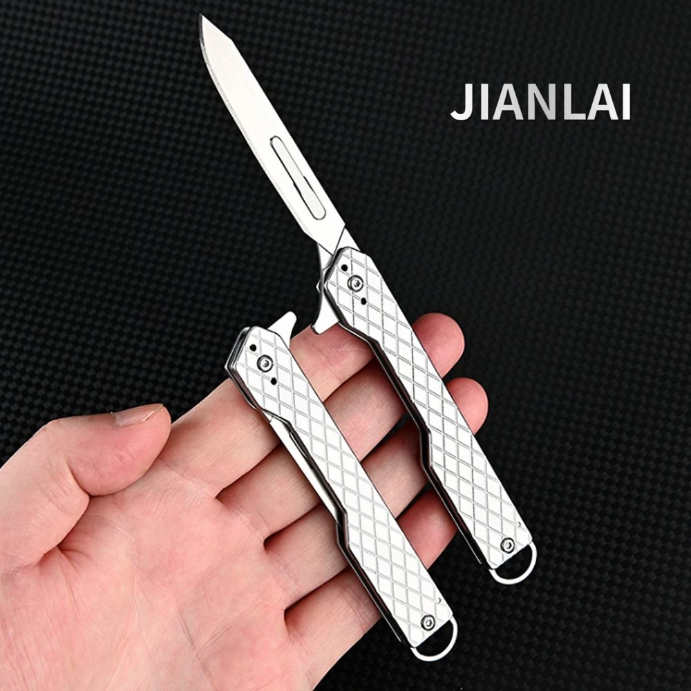 

Stainless Steel Quick-opening Folding Knife Utility Knife Mini Folding Keychain Scalpel EDC Courier Opening Knifves