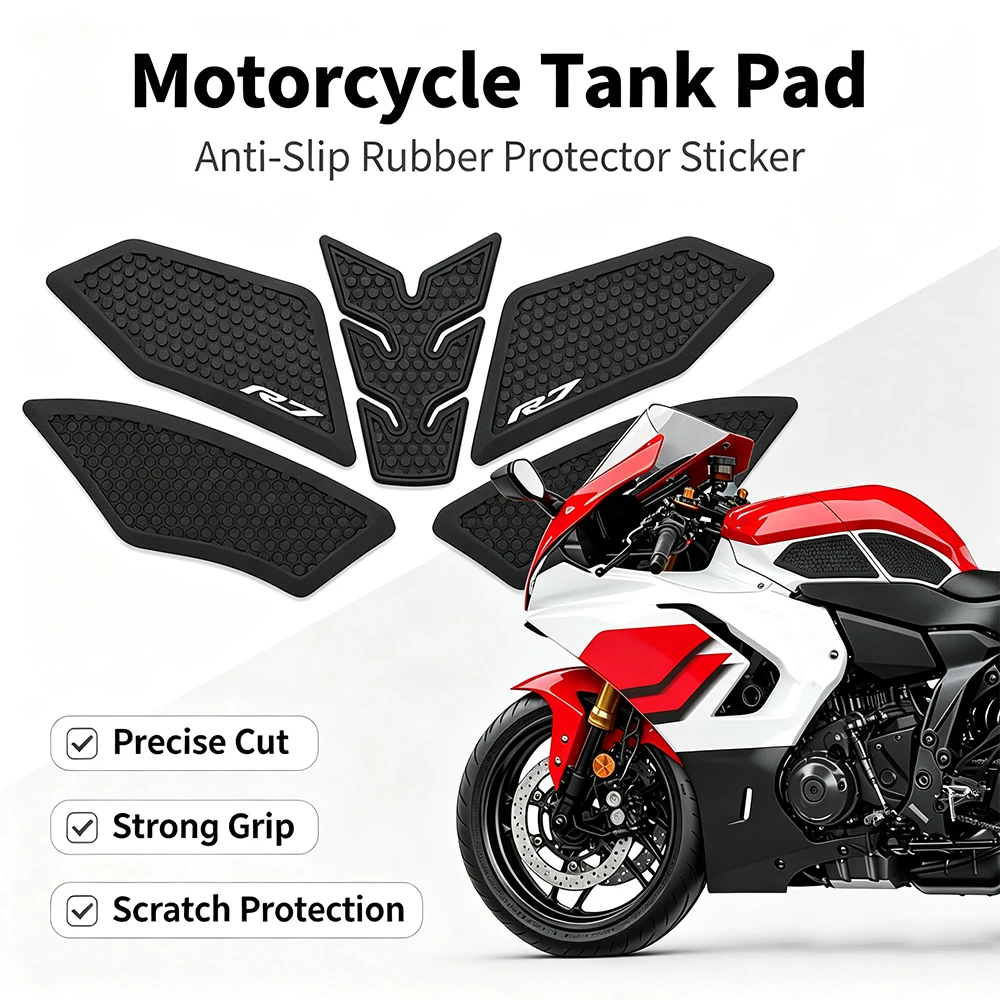 Motorcycle Tank Pad Anti‑Slip Sticker Side Fuel Tank Pads Rubber Protector Decal Fit For Yamaha YZF R7 YZFR7 2026