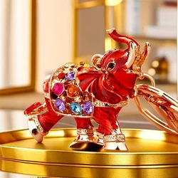 Rhinestone Elephant Keychain Car Key Holder Drop Women Bag Ornaments Pendant Small Gift