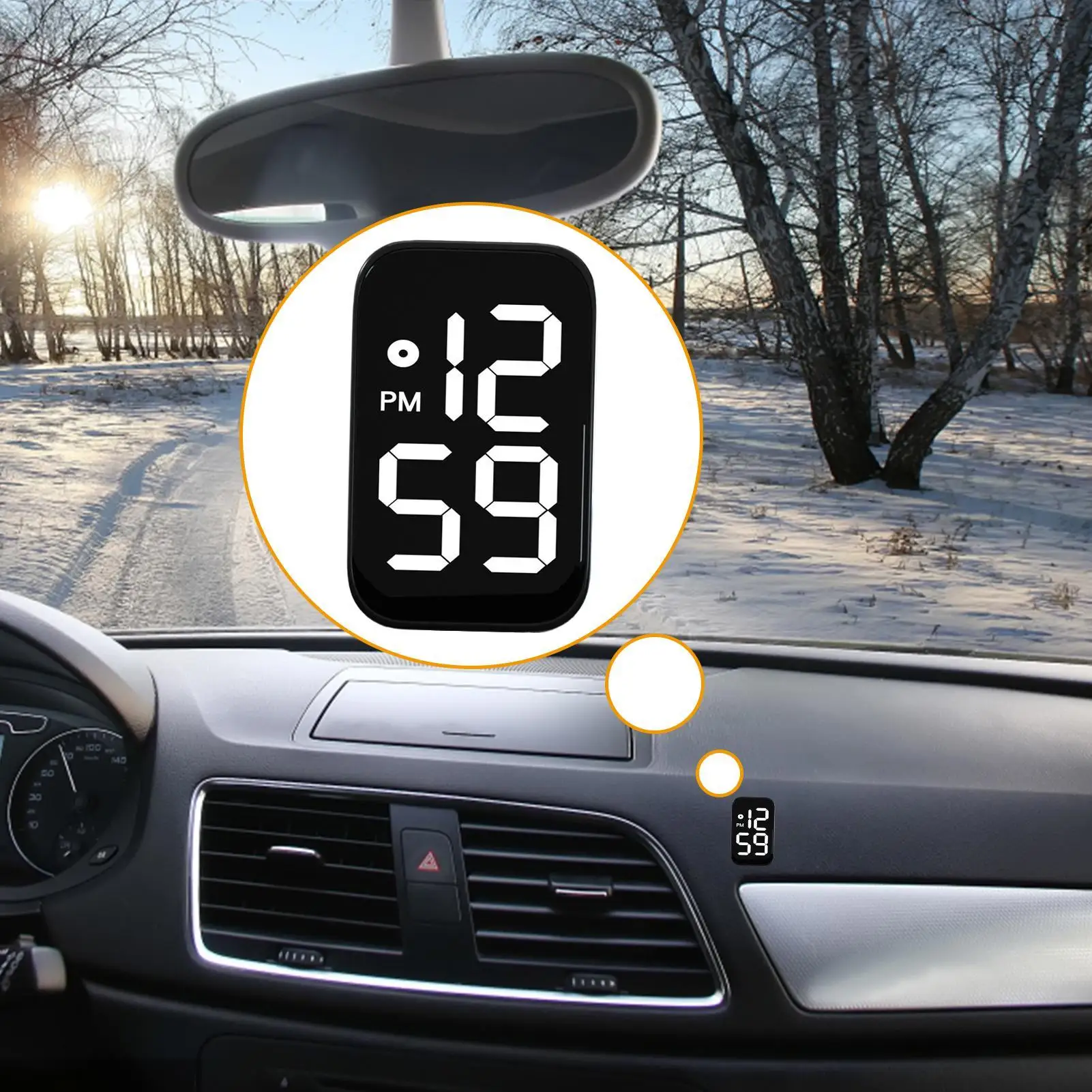 Car Clock Digital Luminous Waterproof Watch LED Screen Small Stick On Clock For Car Dashboard Interior Motorcycle Boat Bike