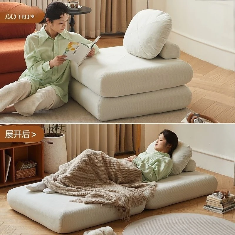 Internet celebrity mochi tofu sofa single floor small apartment lazy tatami living room space dismantling and washing couple