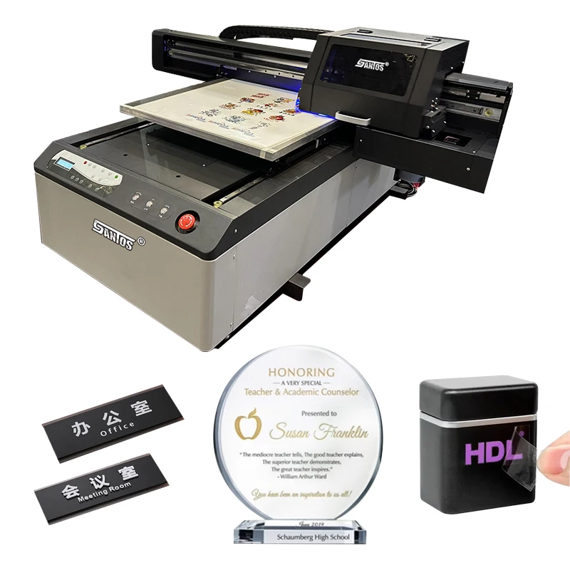 UV 6090 Model Flatbed Printer Digital Inkjet Printing Machine for Glass Acrylic Metal with 2Pcs I3200 Printheads Factory Price