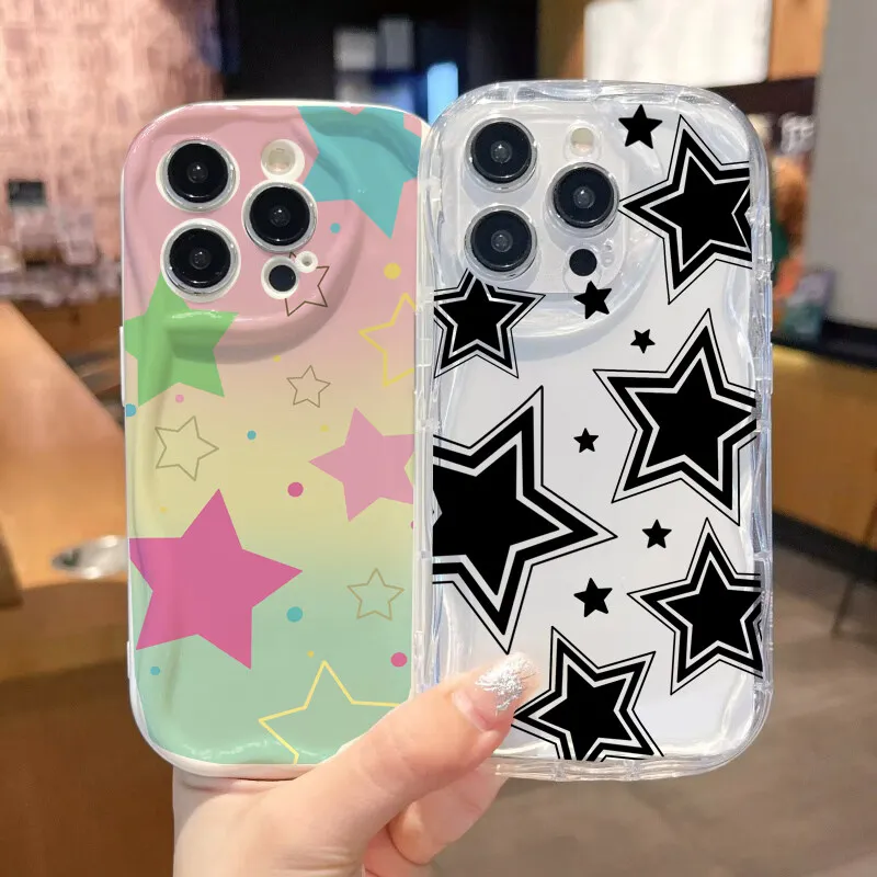 Capa estrela rosa fofa para xiaomi redmi note 13 pro 5g 12 14 4g 11 10 12 13 14 pro plus 12s 11s 14c 13c 12c 13 12 a3 9a capa ondulada