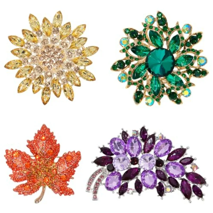 

4 Pcs Gold Brooches and Pins for Women, Pearl Brooch Vintage Rhinestone Flower Decorative Brooch Pins Clothing Brooches for Wom