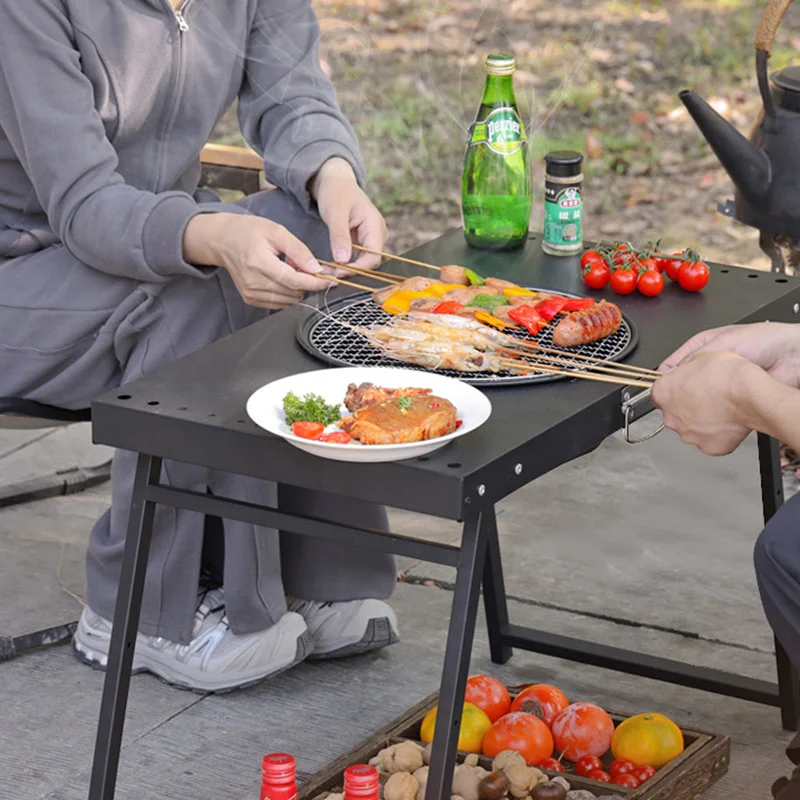 스틸 접이식 캠핑 테이블, 바베큐 그릴, 휴대용 야외 접이식 IGT 테이블, 목재 스토브, 바베큐 테이블, 캠핑 용품, 신제품