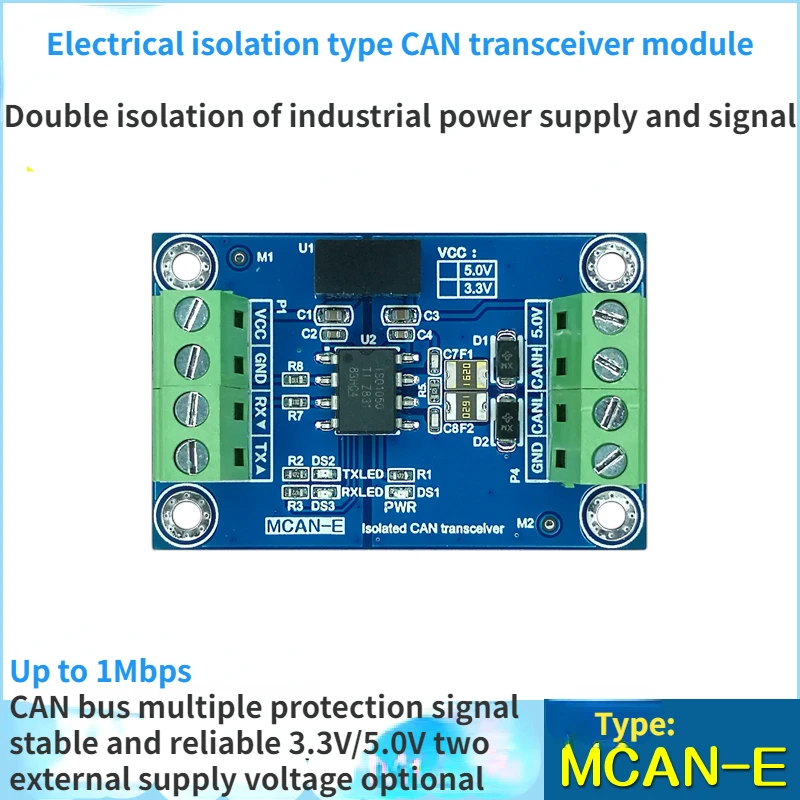Módulo transceptor CAN aislado eléctricamente, fuente de alimentación opcional, grado Industrial, 5,0 V/3,3 V
