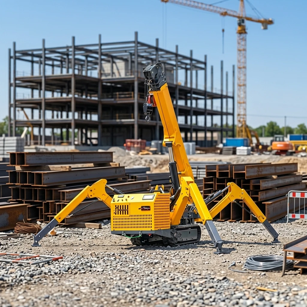 1/2/3/5/6Ton Mini Crawler Spider Crane with Telescopic Boom and Wireless Remote Control for Narrow Indoor Lifting Work