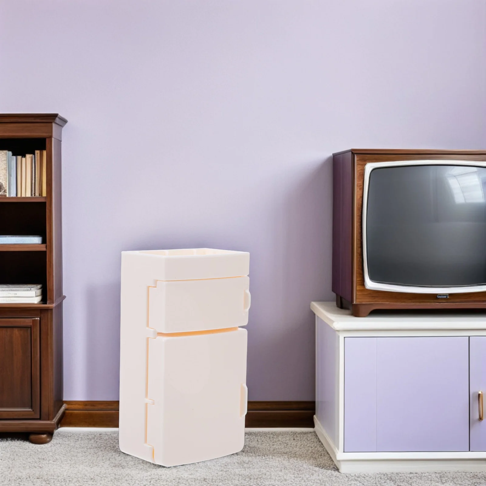 Giocattolo da frigorifero in miniatura da 2 pezzi: frigorifero in plastica di simulazione realistica per l'accessorio di finzione della cucina della casa delle bambole