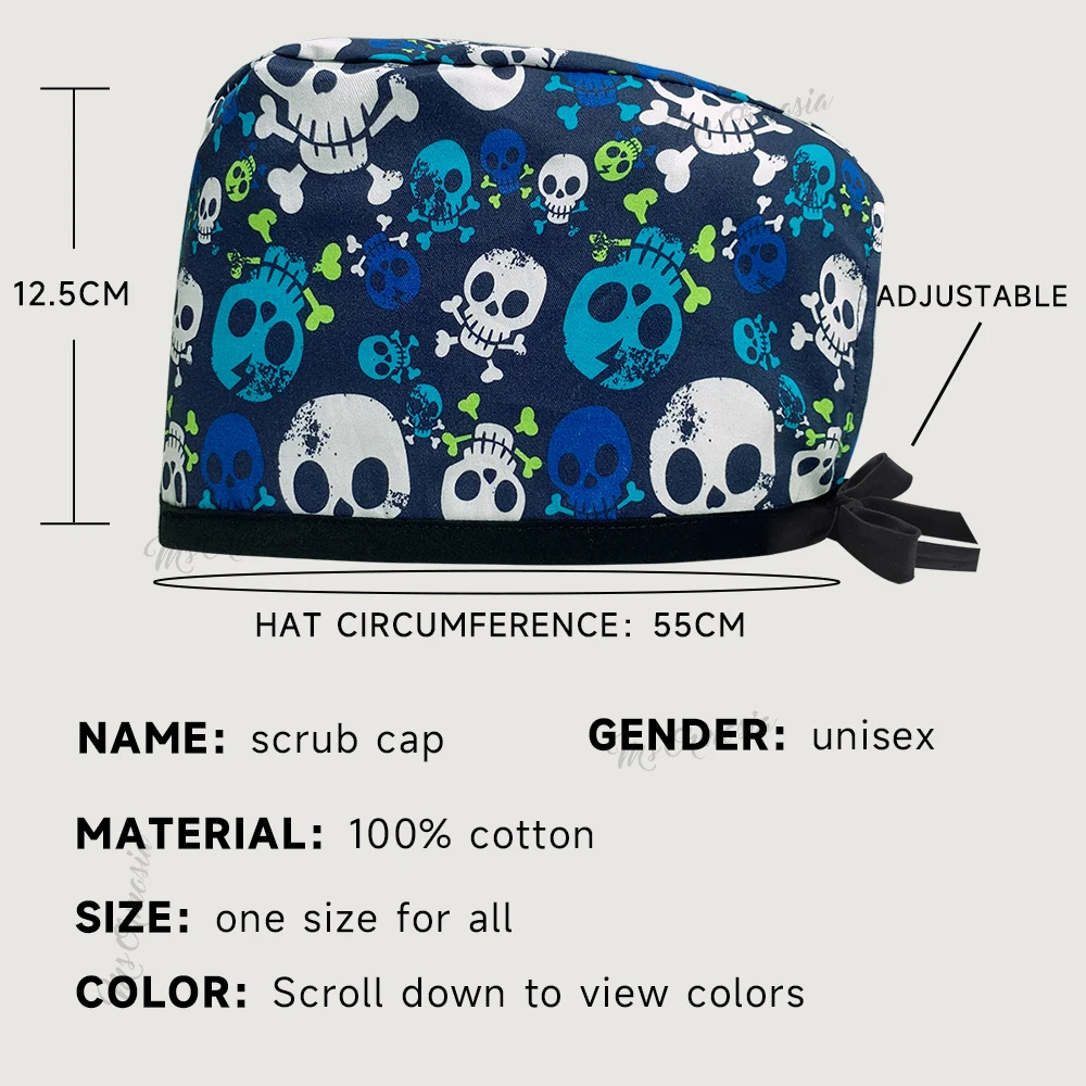 Gorro médico con estampado de dibujos animados para clínica de cuidado de mascotas, gorros para salón de belleza, gorros para quirófano, trabajo,