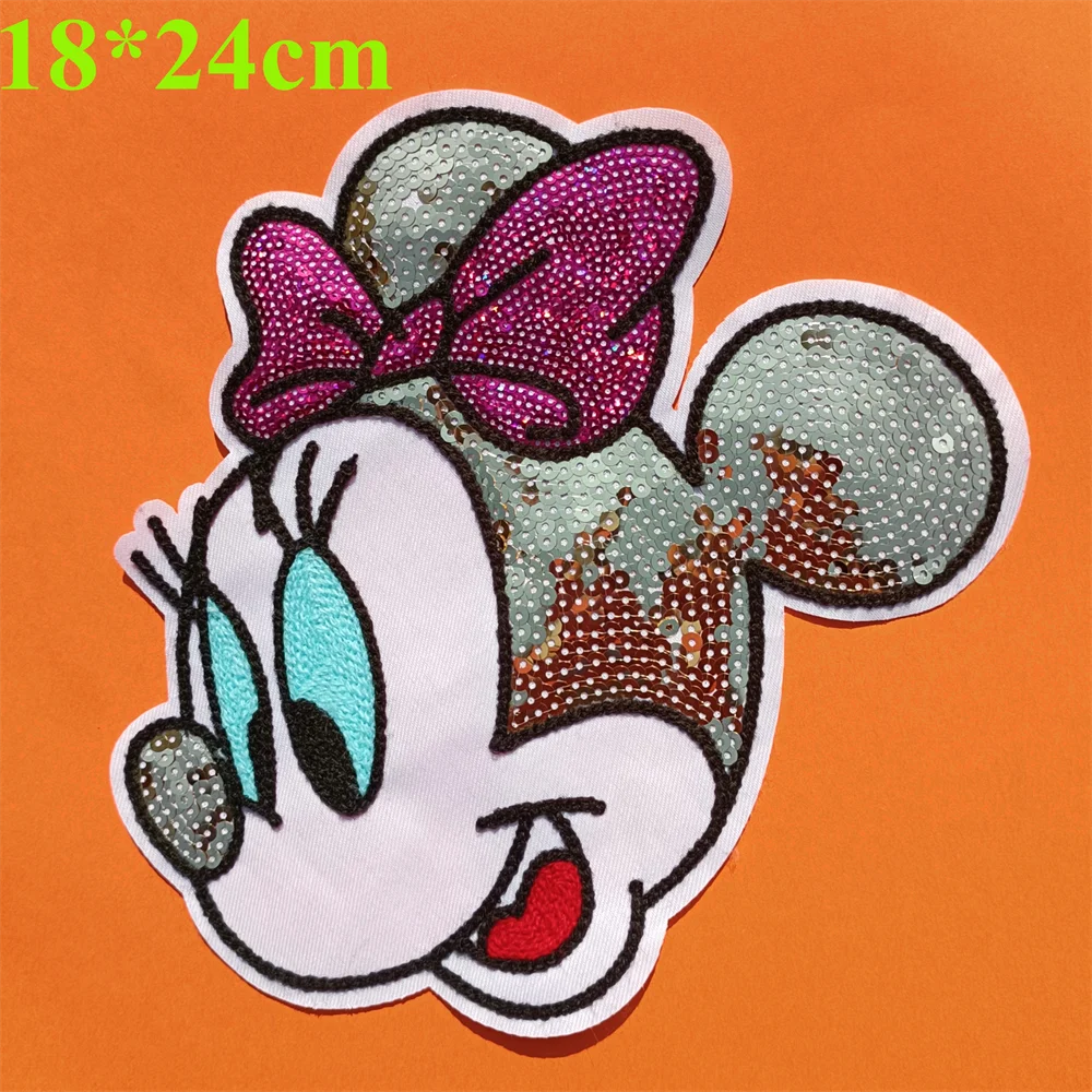 1 Piece Anime Cartoon Minnie Big Head DIY Clothes Patch Embroidery Iron Patch Clothes Hole Sticker Kids Clothing Patch Sticker