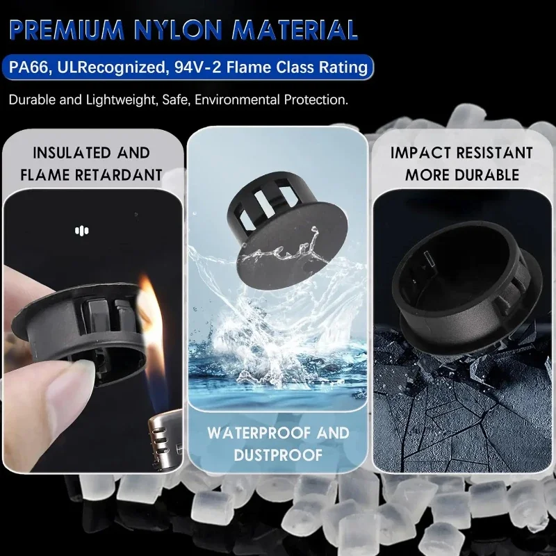 300 buah 5 mm-13 mm lubang plastik colokan berbagai macam Hitam pintu sekrup penutup cap-snap jenis masukkan mesin cuci tombol Plug Kit
